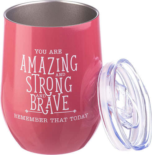 DiverseBee Inspirational Thank You Gifts for Women, Mom, Sister, Wife, Girlfriend, Boss, Coworker, Nurses, Best Friend, Encouragement Birthday Wine Gifts - Insulated Wine Tumbler Cup with Lid (Ruby)